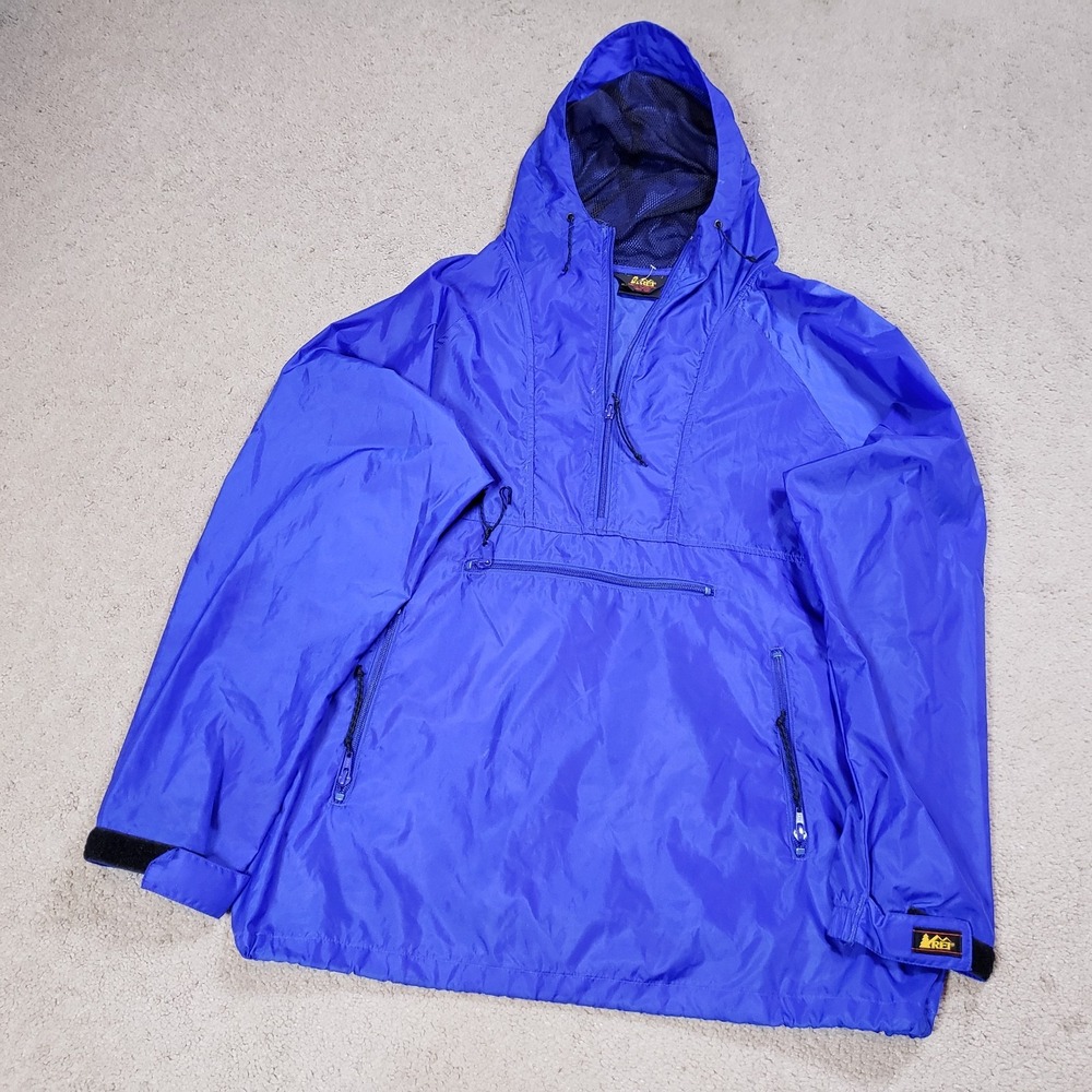 Vintage Rei Anorak Jacket Mens M Blue Lightweight 1/2 Zip Pullover Pockets - Picture 2 of 12